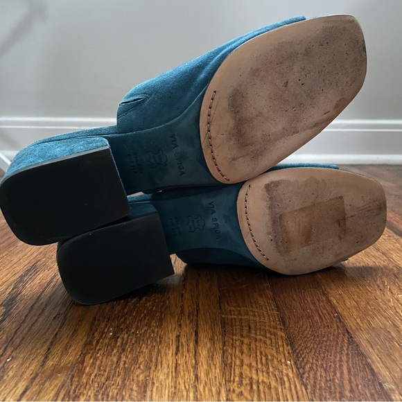 Via Spiga Porter Suede Peep Toe Mule - Picture 7 of 8